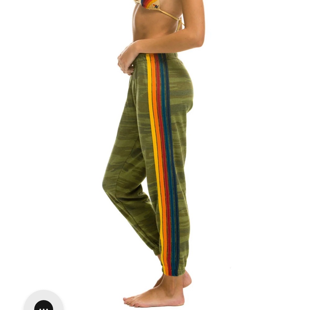 Aviator Nation Camouflage Sweatpant Joggers with Multicolor Stripe